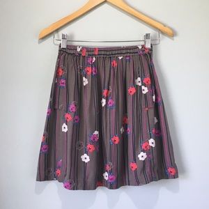 UO Floral Print Grey Skater Skirt Cooperative